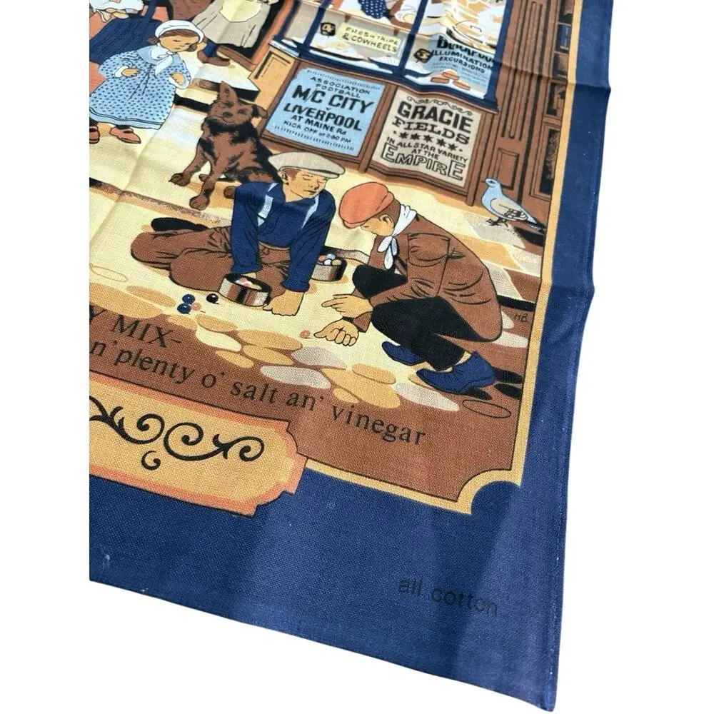 Vintage Vista British Fish & Chips All Cotton Tea Towel NEW Fabric Poster